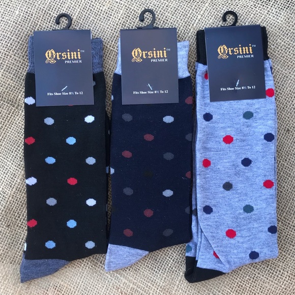 (3 Pairs) Men’s Polka Dot Dress Socks - Picture 2 of 2